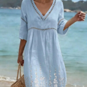 Elegant And Casual Fashion V-neck Digital-print Dress